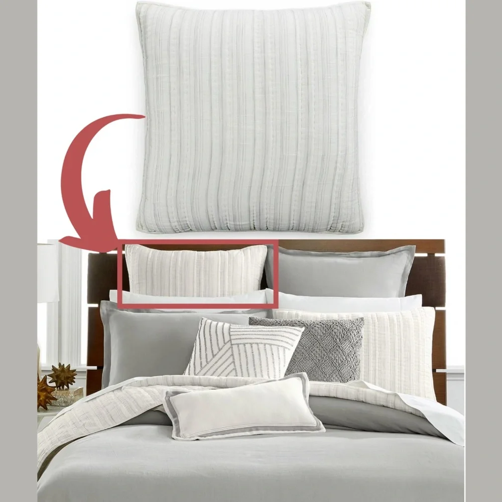 NIB‎ Hotel Collection Linen Fog Quilted (1) European Sham Pillow Case